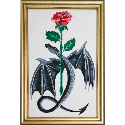 Картина Swarovski "Дракон с розой"