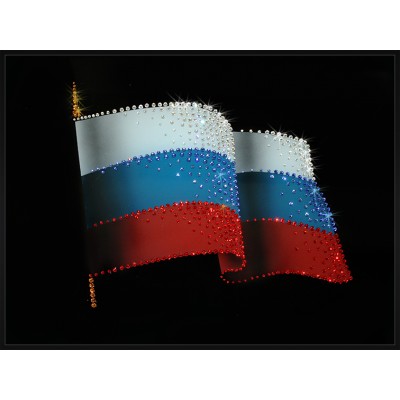 Картина с кристалами Сваровски "Флаг РФ-2"