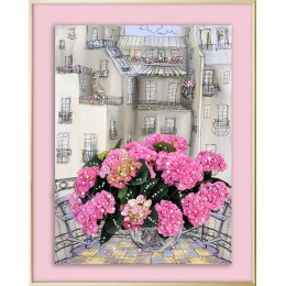 Картина с кристалами Swarovski "Гортензия розовая"