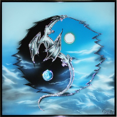 Картина с кристалами Swarovski "Инь-ян с драконом"