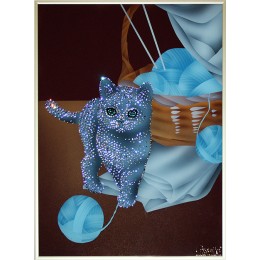 Картина с кристалами Swarovski "Игривый котенок"