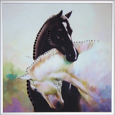 Картина Swarovski "Инь-ян в год лошади ч/б"