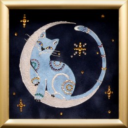 Картина с кристалами Сваровски "Лунный кот"
