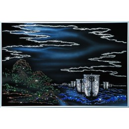 Картина с кристалами Swarovski "Пейзаж с ладьями"