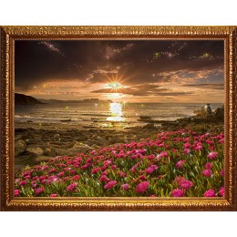 Картина с кристалами Swarovski "Пейзаж с цветами (багет)"