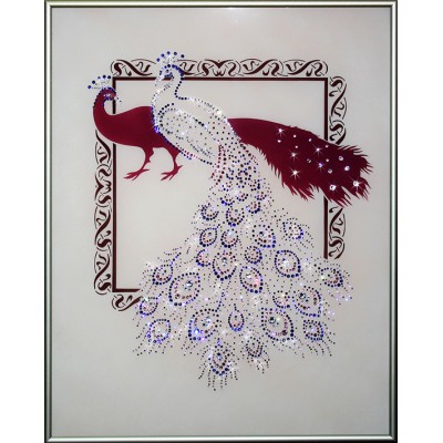 Картина с кристалами Swarovski "Павлины к удаче-2"