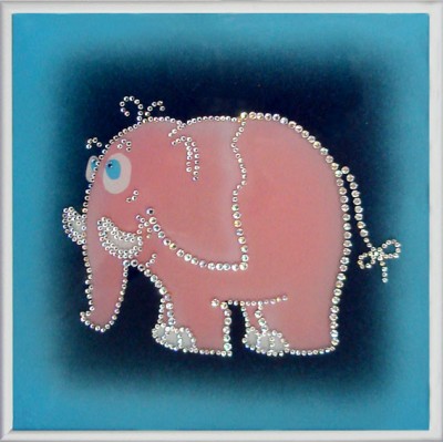 Картина Swarovski "Розовый слоник"