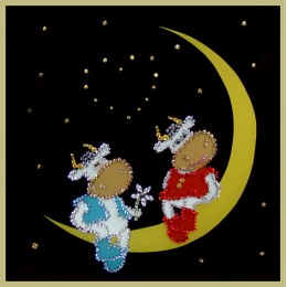 Картина с кристалами Сваровски "Созвездие года(2 бычка на луне)"