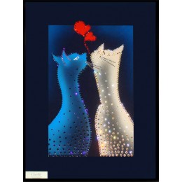 Картина с кристалами Swarovski "Влюбленные котики"