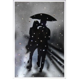 Картина с кристалами Сваровски "Влюбленные под дождем"