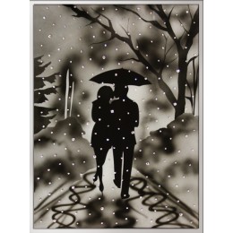 Картина с кристалами Swarovski "Влюбленные под дождем"