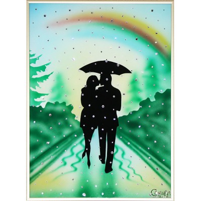 Картина с кристалами Swarovski "Влюбленные под радугой"