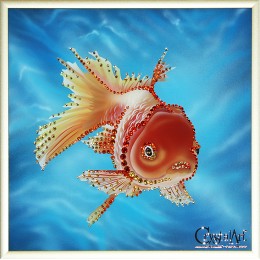 Картина с кристалами Сваровски "Золотая рыбка "