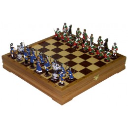 Шахматы исторические с раскрашенными фигурами из цинка "Полтавское сражение"